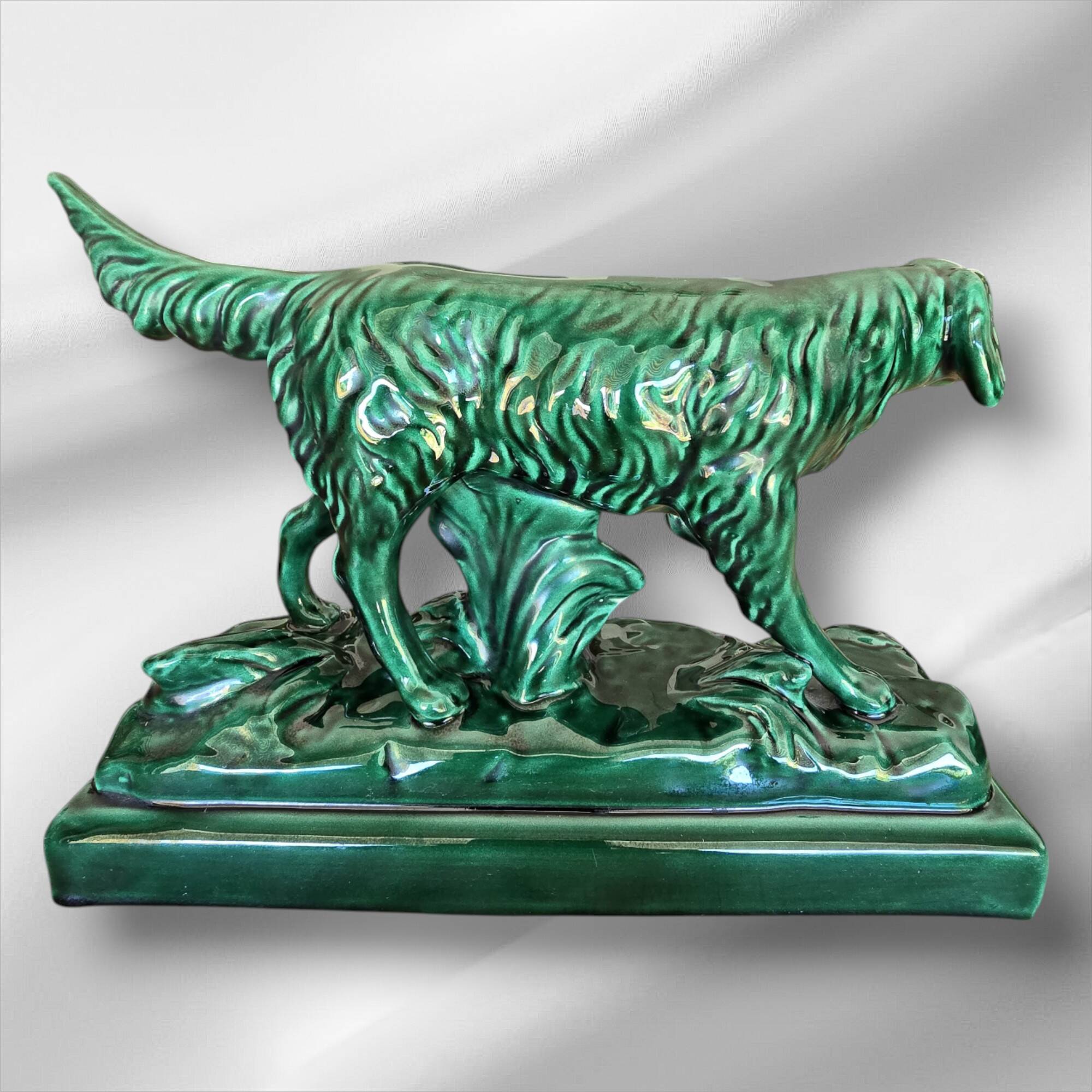 Large Art Deco Collectible Porcelain Irish Setter Sculpture