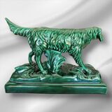 Grande sculpture de setter irlandais en porcelaine de collection Art déco