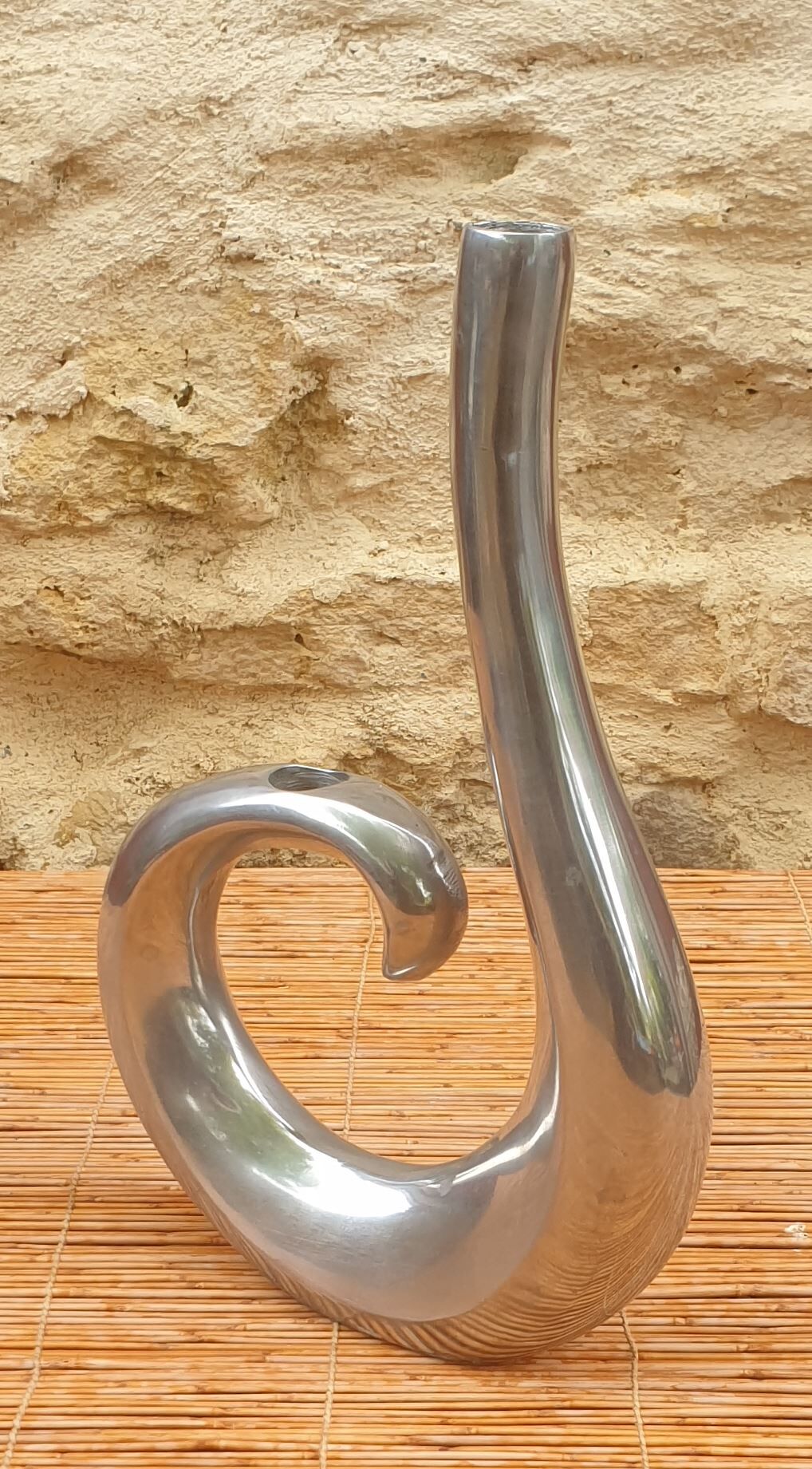 Solid aluminum candle holder