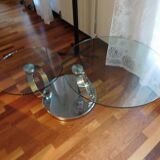 Coffee table glass and chrome metal