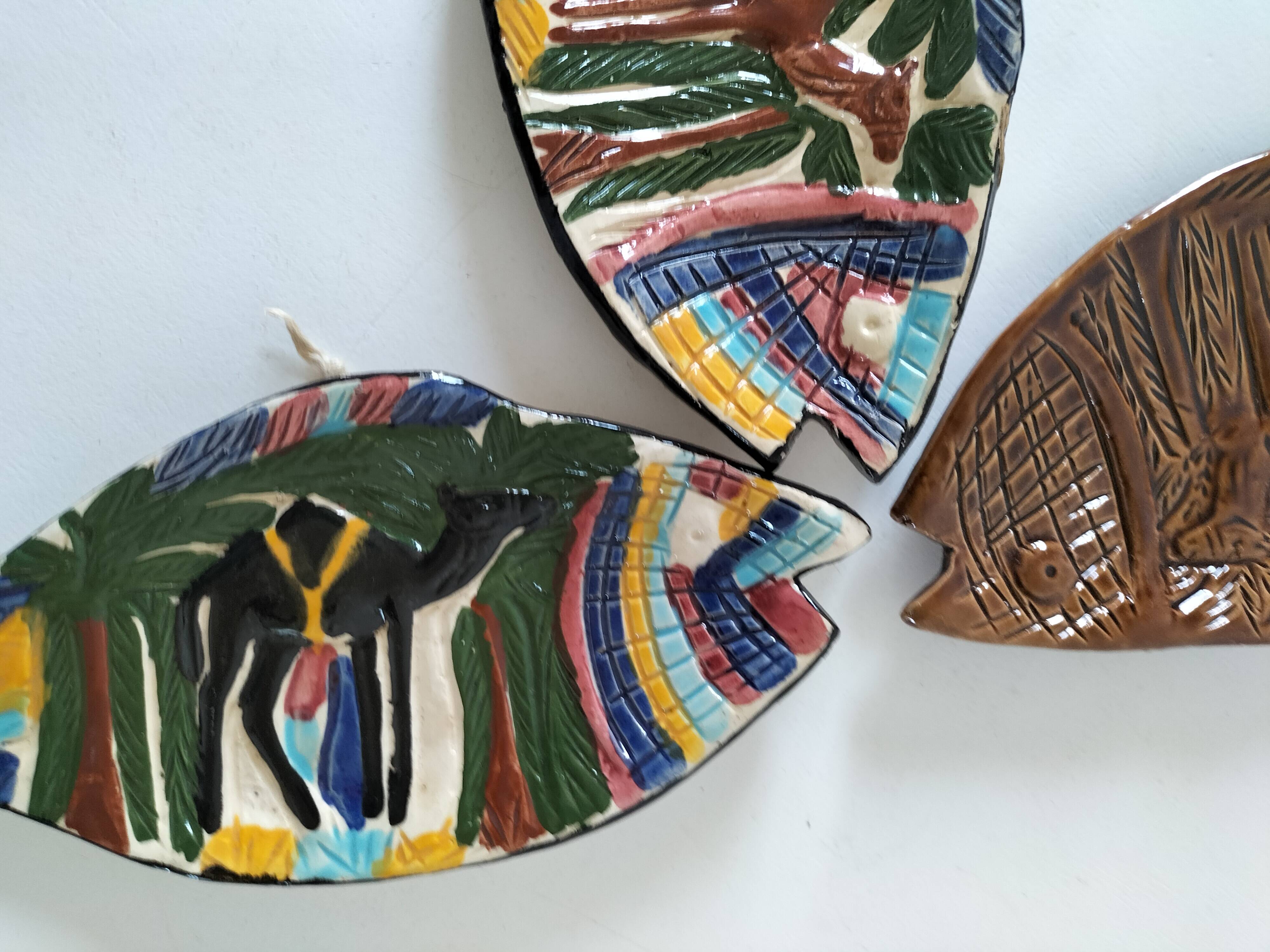 Trio of handcrafted ceramics from Nabeul (Tunisia)