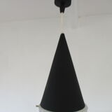Conical suspension in metal and frosted glass design 60s - 70s