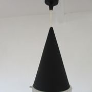 Conical suspension in metal and frosted glass design 60s - 70s