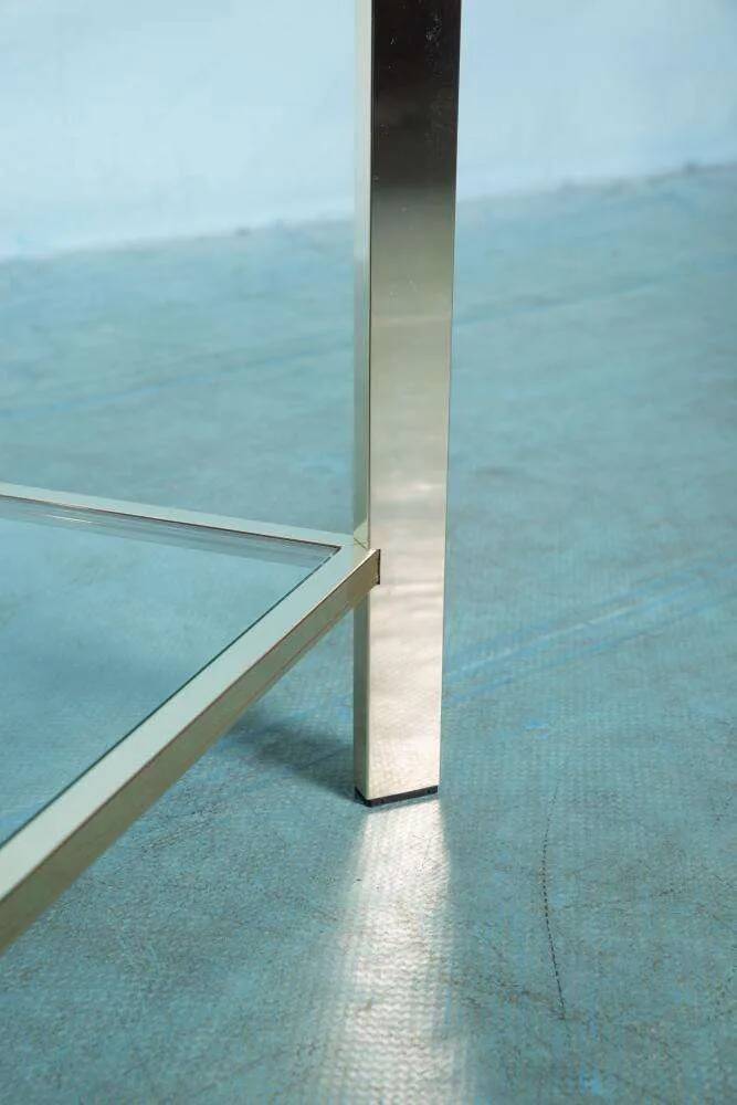 Minimalist coffee table in brass and glass, Regency style from the 1970s.