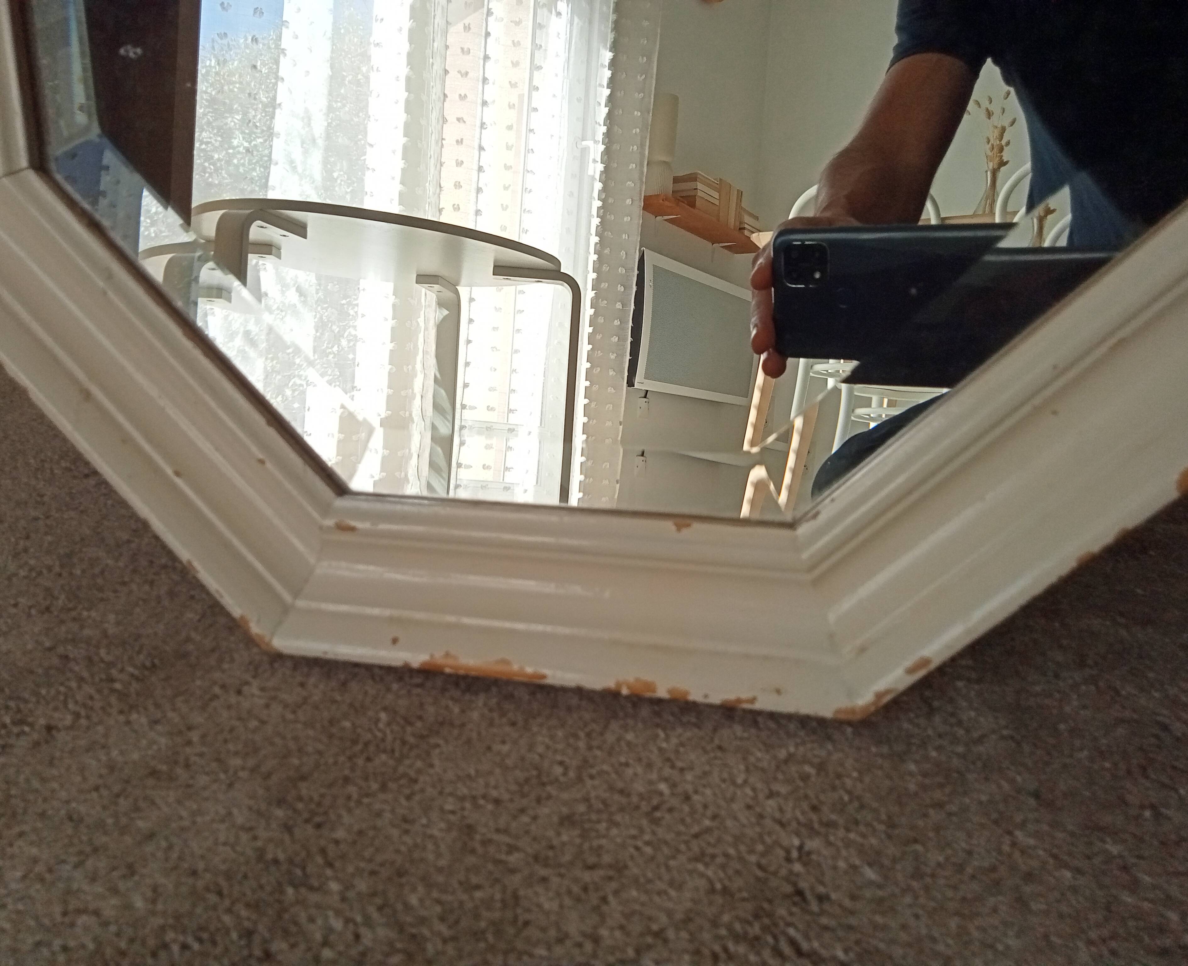 Miroir vintage octogonale biseauté style shabby chic
