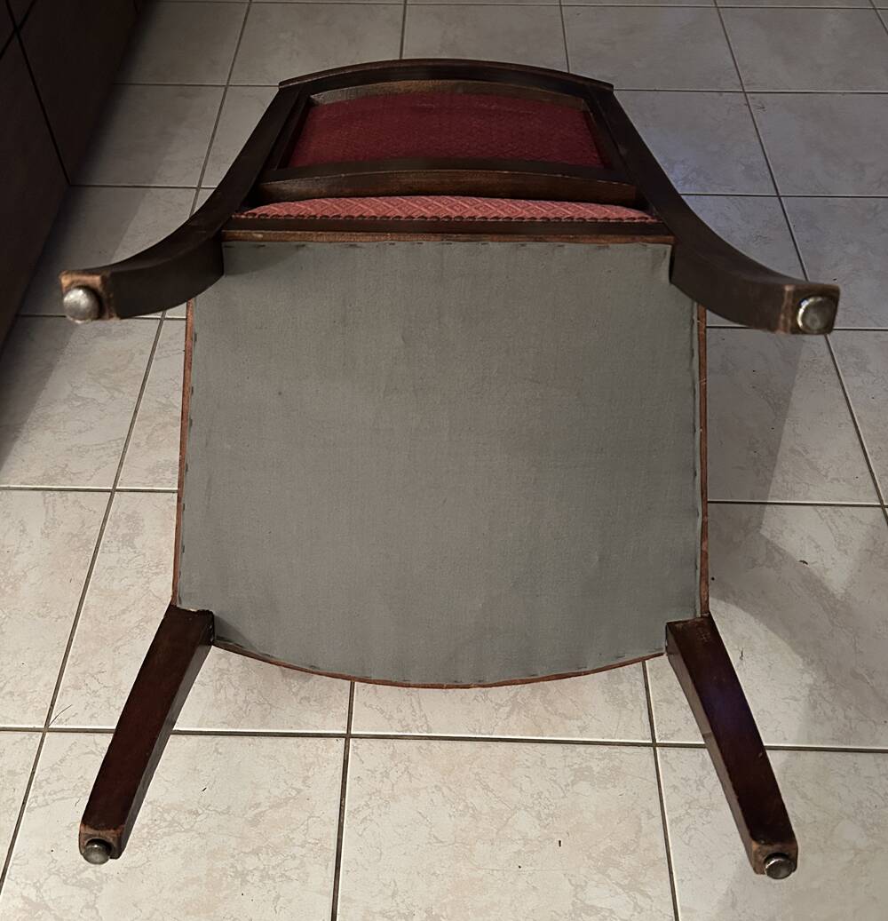 Pair of Empire armchairs, Consulate, walnut and velvet, 19th century.