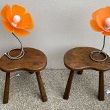 Pair of brutalist tripod stools