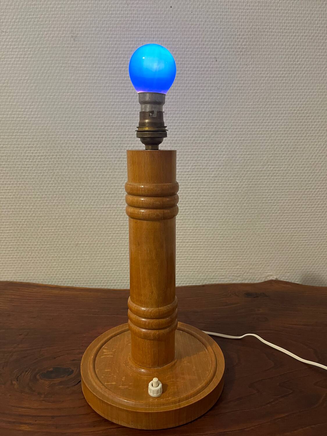 Wooden lamp base from the 60s