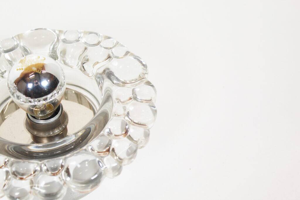 Set (2) of 1970s 'bubble' glass wall lamps attributed to Hillebrand