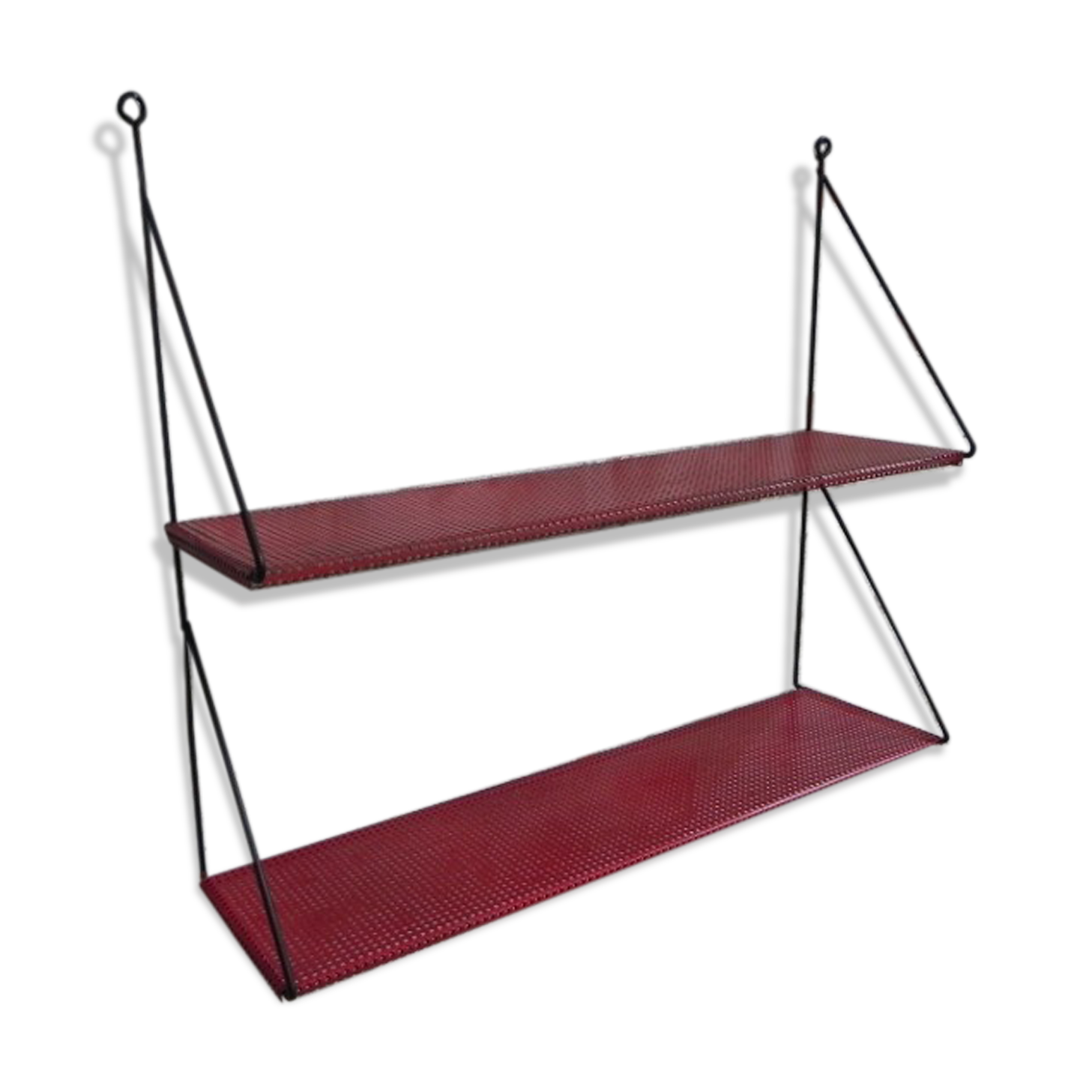 Steel wall rack with 2 shelves by Tjerk Reijenga perforated for Pilastro