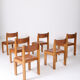 Chaises marron en cuir et bois, 1970s