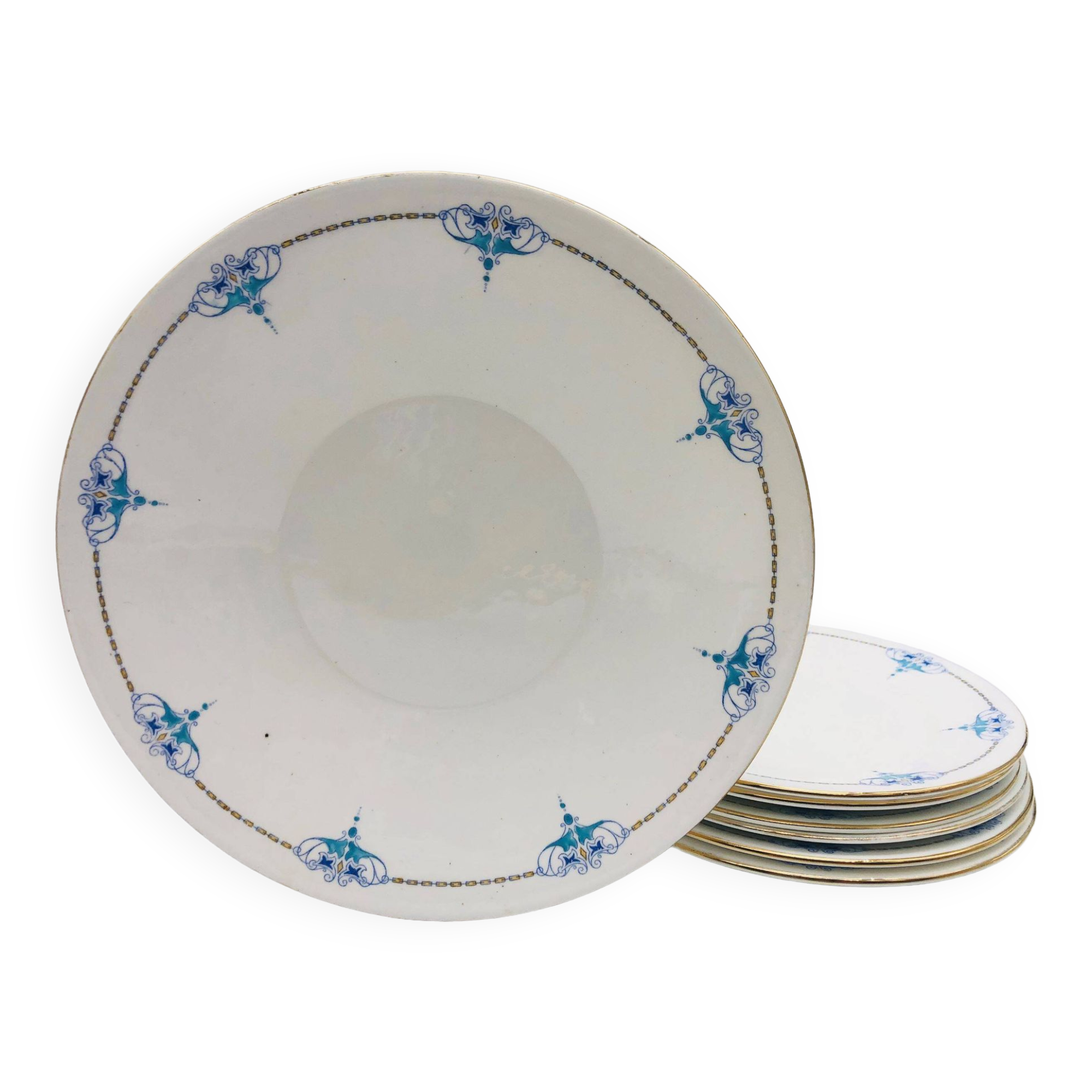 6 Dessert plates and a “Shelley - England” serving dish