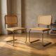 Paire de chaises Cesca, chaises de salle à manger en chrome et rotin Bauhaus par Marcel Breuer, moderne du milieu du siècle, 20e siècle