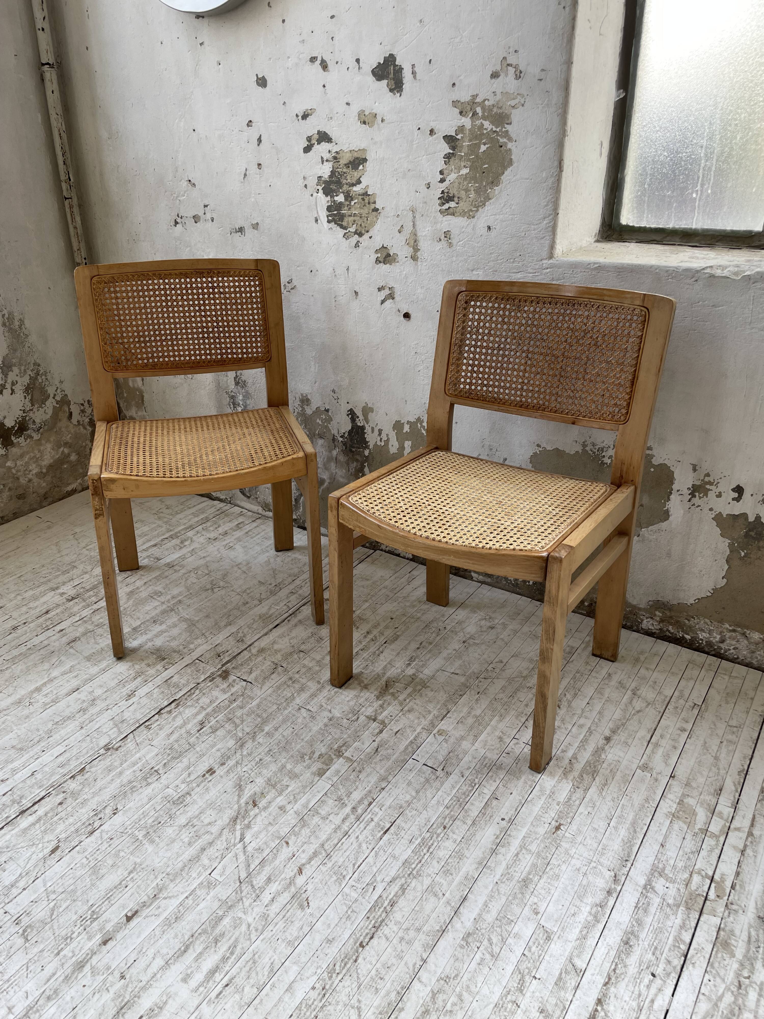 Pair of Baumann chairs beech and cannage
