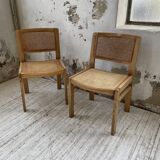 Pair of Baumann chairs beech and cannage