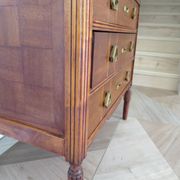 Art Deco chest of drawers - 4 drawers - locks - checkered wood veneer top - 50s