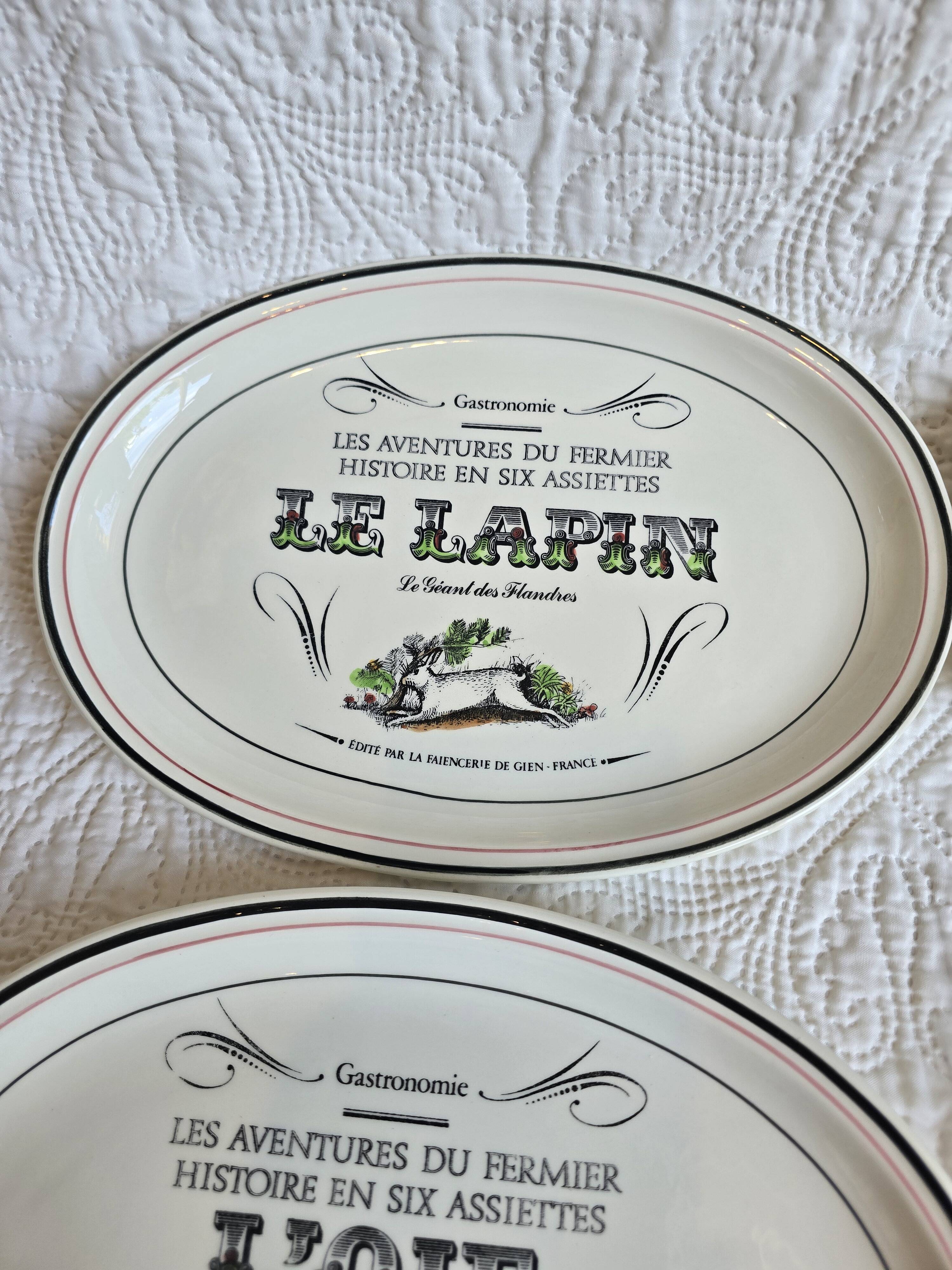 Set of 12 Gien plates "The Adventures of the Farmer" – Cheeses & farm