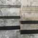 Black and gold metal string shelf set with vinyl holder - vintage 1960