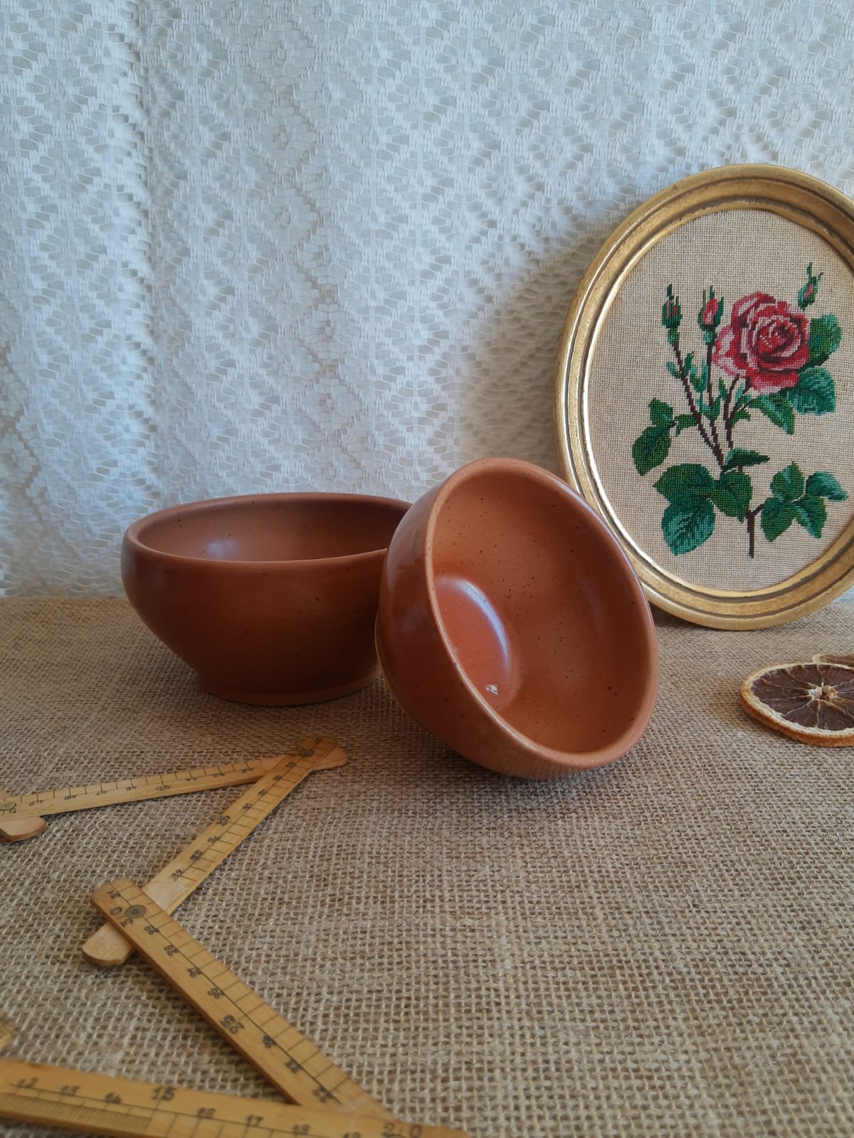 Set of two bowls sandstone pots Digoin France