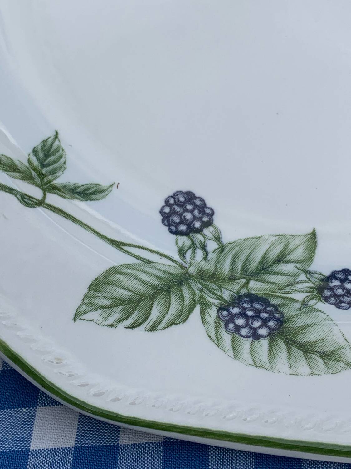Six vintage flat English plates by Churchill Staffordshire.