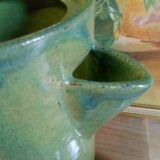 Green emailed sandstone teapot
