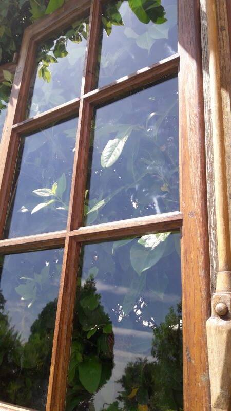 Lot of 4 oak windows H141xL112/117cm old small panes