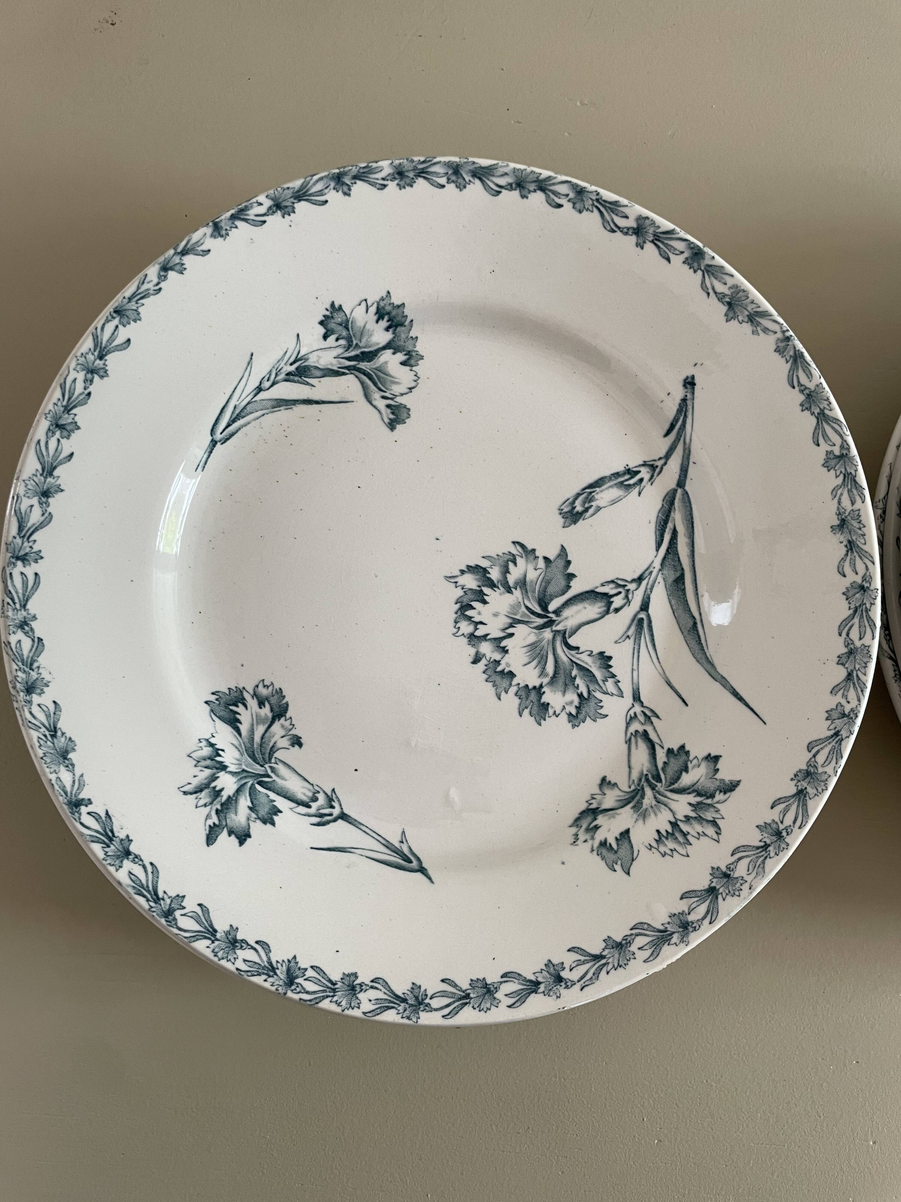 Set of 10 Lunéville ironstone soup plates, Oeillet model