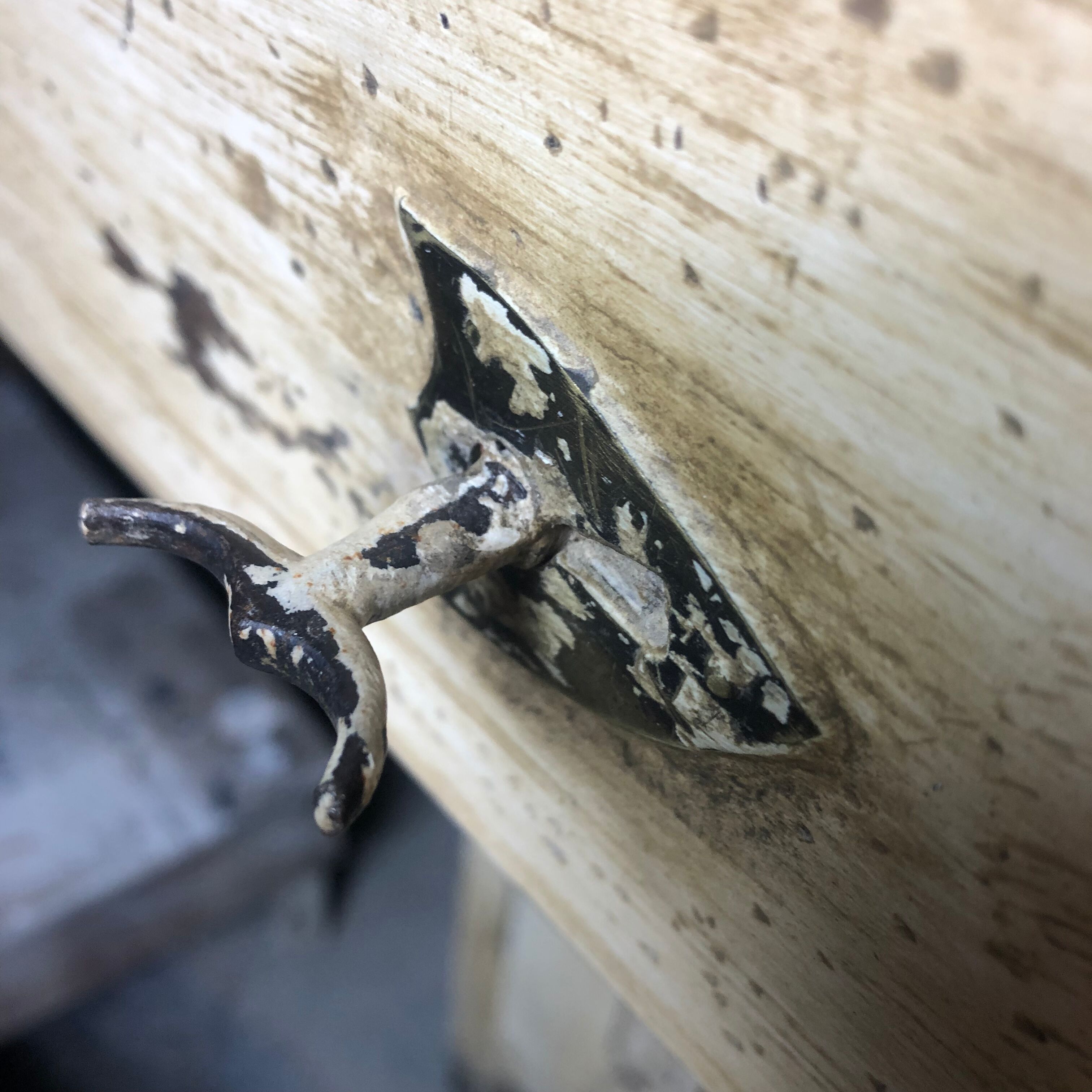 Old patinated painted wooden sideboard