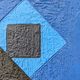 Mid-Century Modern Swedish "Geometric Blue", Vintage Abstract Oil Painting, Framed
