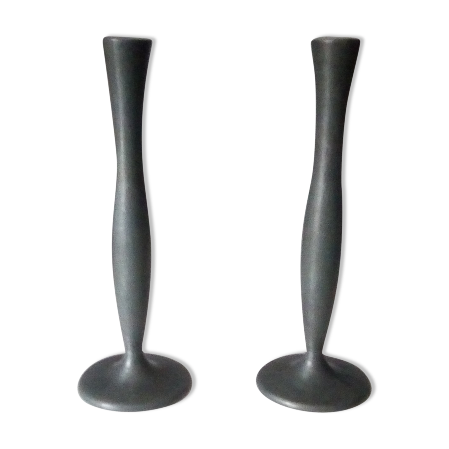 Pair of old tin candlesticks