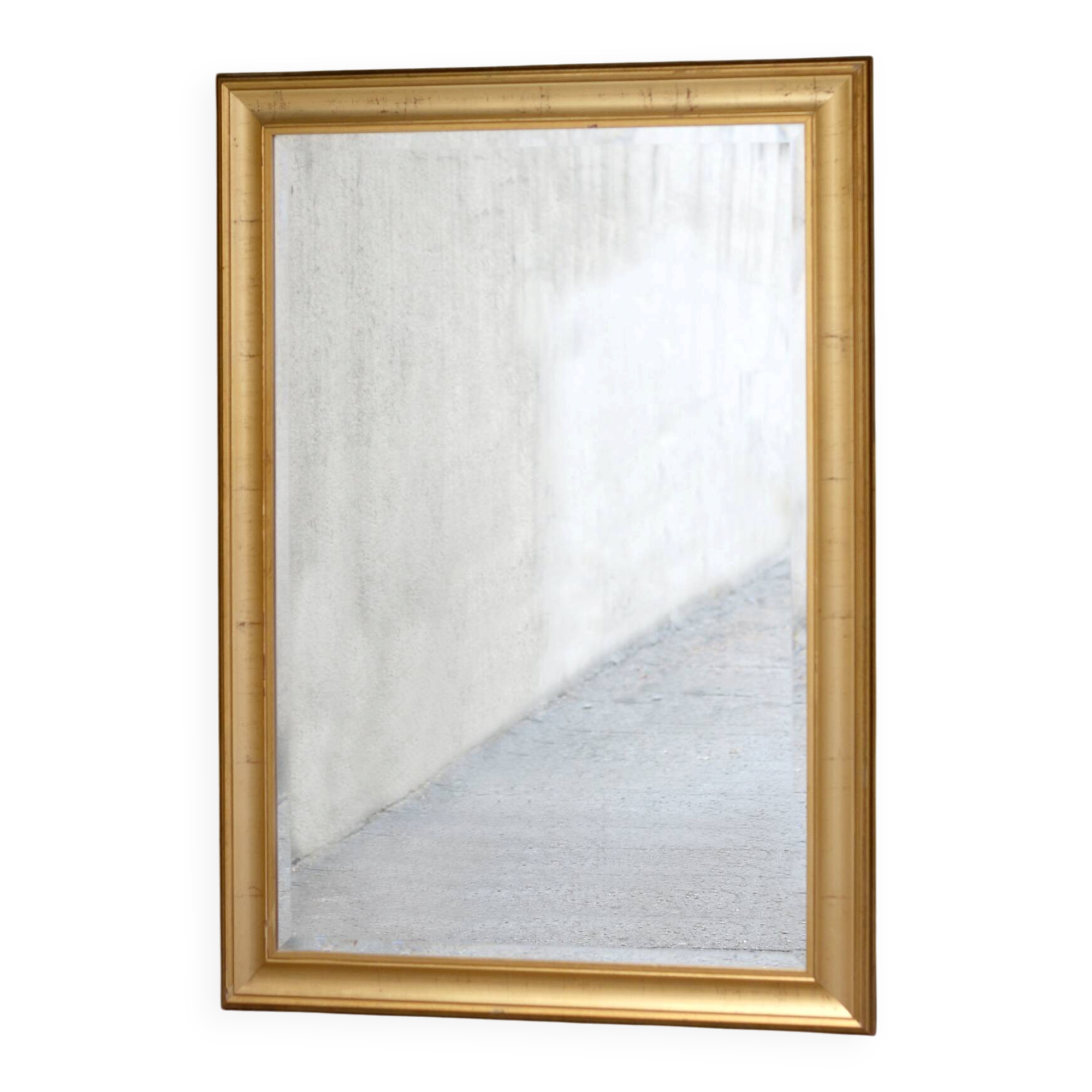 Miroir de cheminée en bois et stuc doré