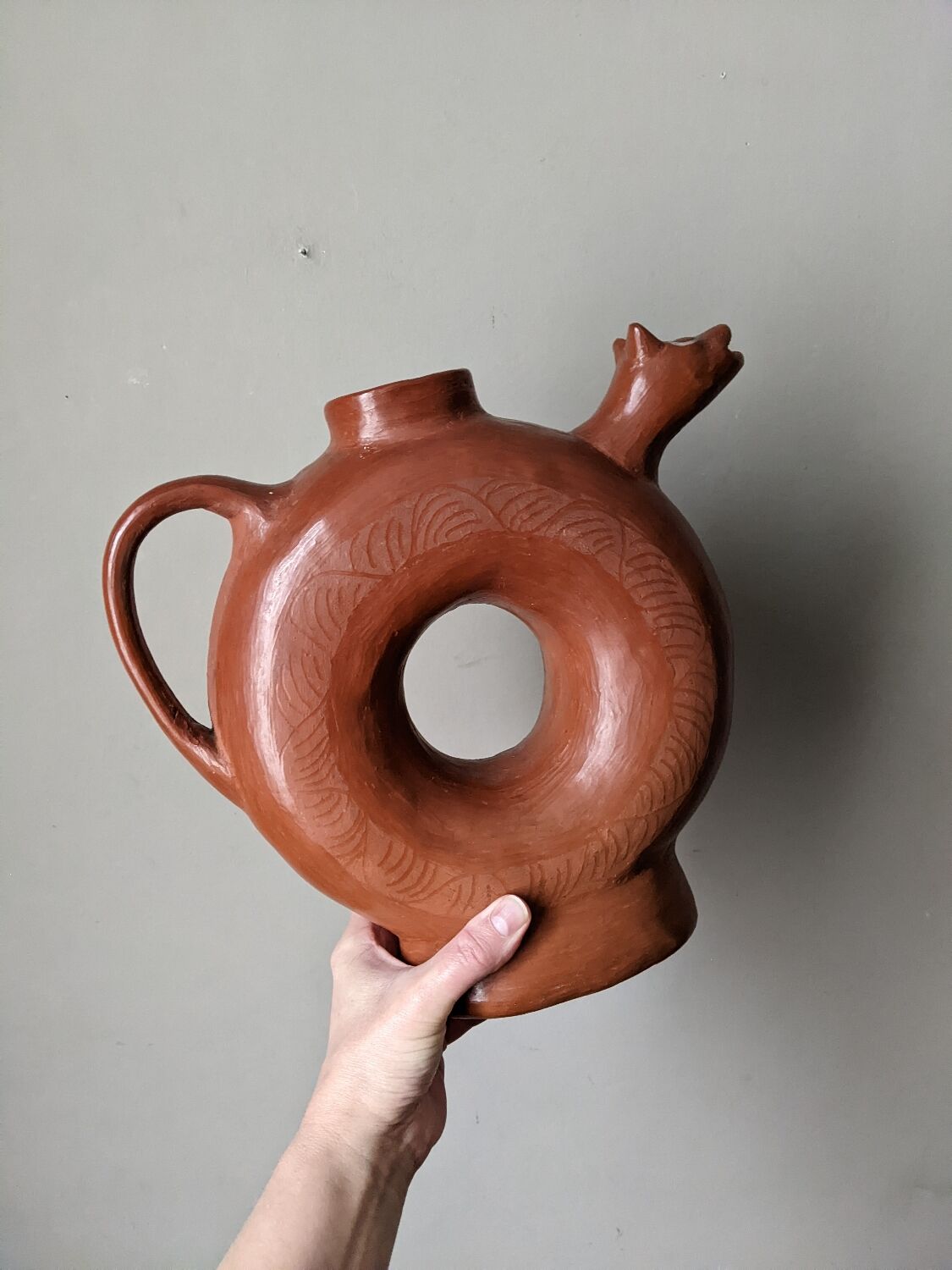 Handmade terracotta vase pottery Mexico
