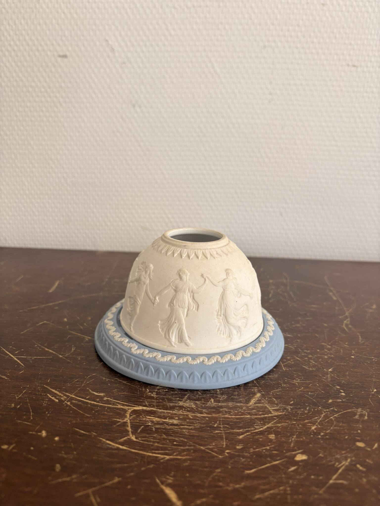 Wedgwood Blue and White Jasperware Candle Holder Vintage English Ceramics