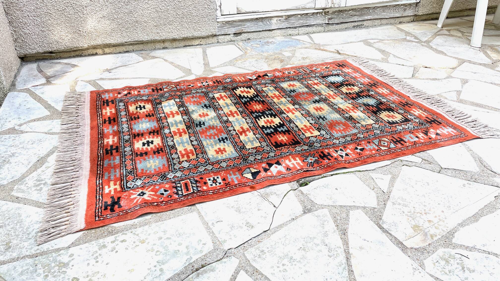 Vintage silk and cotton rug - 142 x 84cm