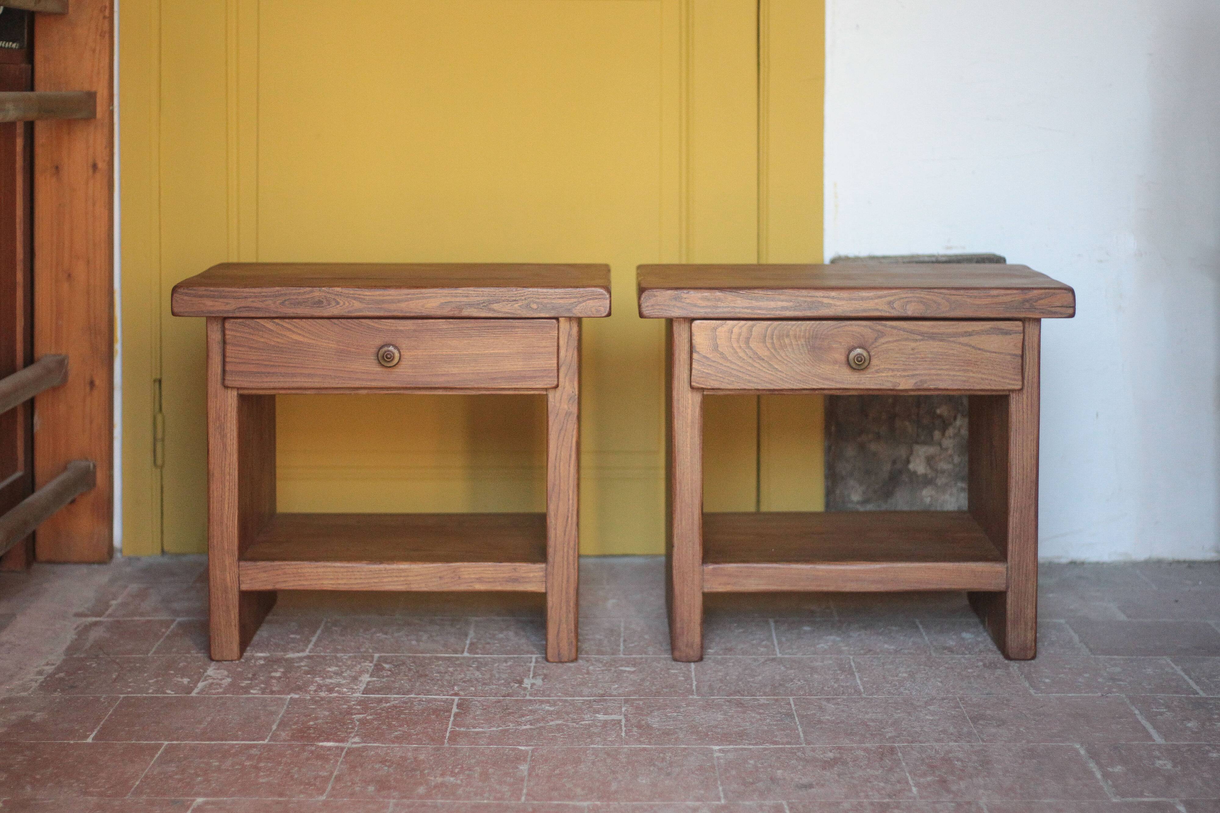 Pair of solid wood nightstands Aranjou, bedside table, end table.