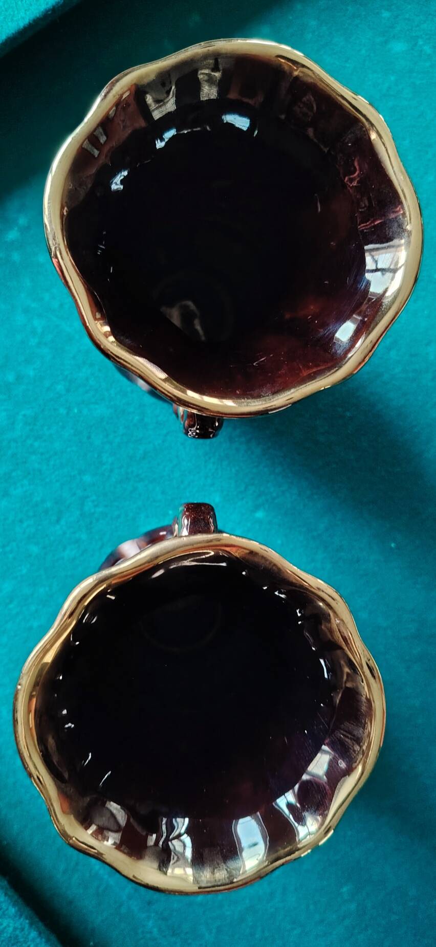 Pair of Jasba Keramik vases – Germany – 1950s/60s – brown, black & gold