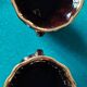Pair of Jasba Keramik vases – Germany – 1950s/60s – brown, black & gold
