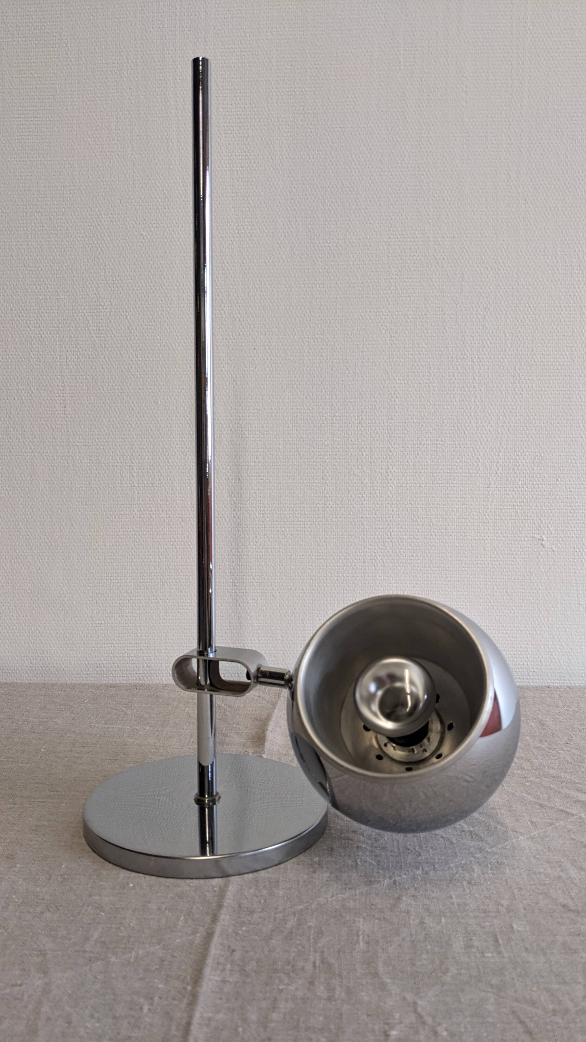 Chrome eye ball lamp, space age, Germany circa 1970.