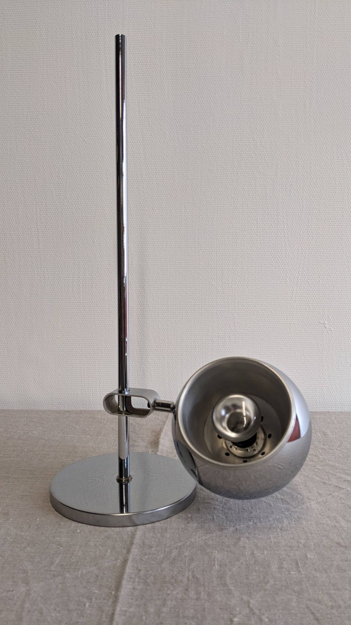 Chrome eye ball lamp, space age, Germany circa 1970.