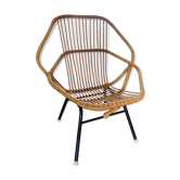 Vintage lounge chair in rattan and steel from Rohé Noordwolde, 1950s