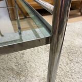 Large vintage rolling trolley in chrome and smoked glass - 1970
