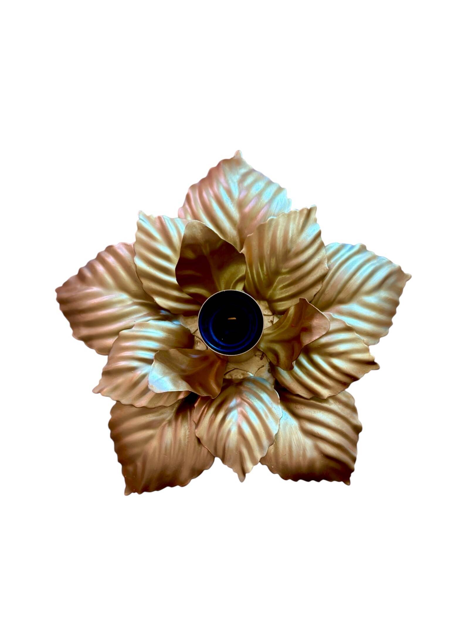 Applique ou plafonnier vintage fleurs feuilles doré