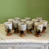 Colombe pottery 12 glazed stoneware cups by Madeleine Brault