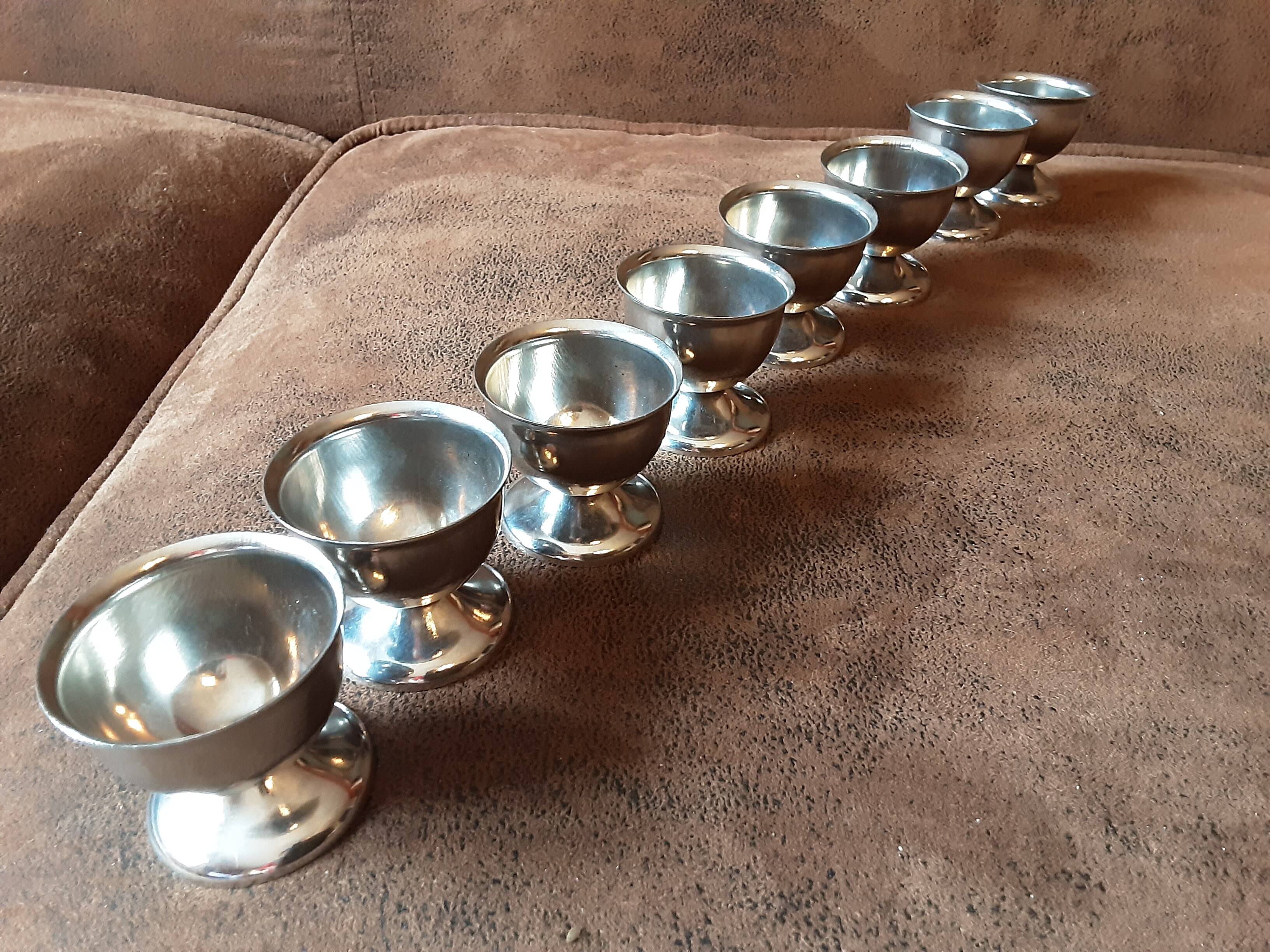 Set of 8 metal egg cups