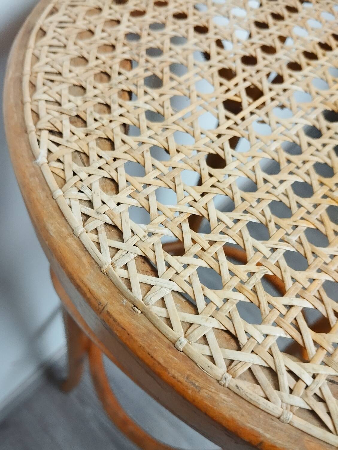 High stool with cane seat