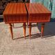 Pair of cherry wood marquetry bedside tables