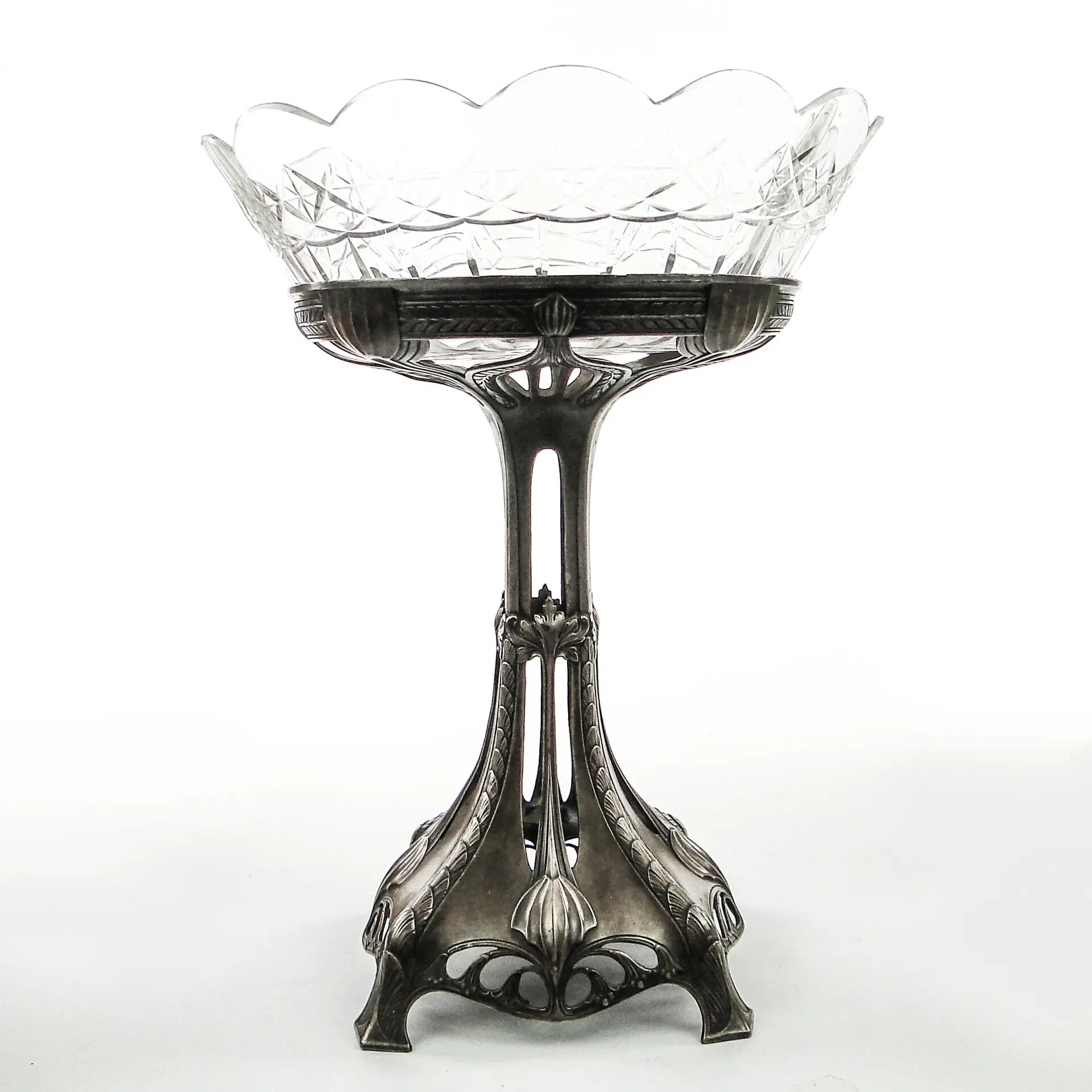 Art Nouveau figural centerpiece, silver-plated pewter, WMF, Germany, early 20th century