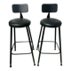 Pair of black bar stools in industrial and contemporary style.