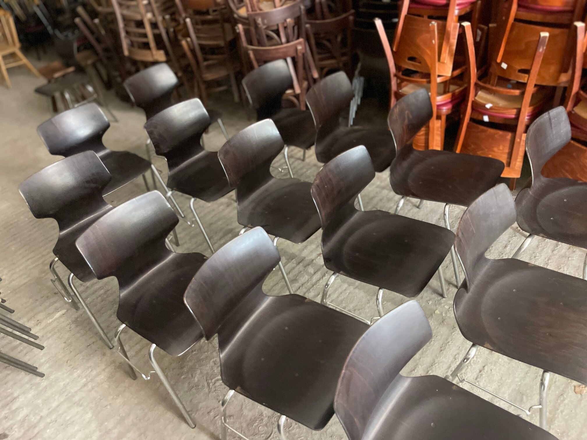 Set of 14 ebony Flötotto chairs