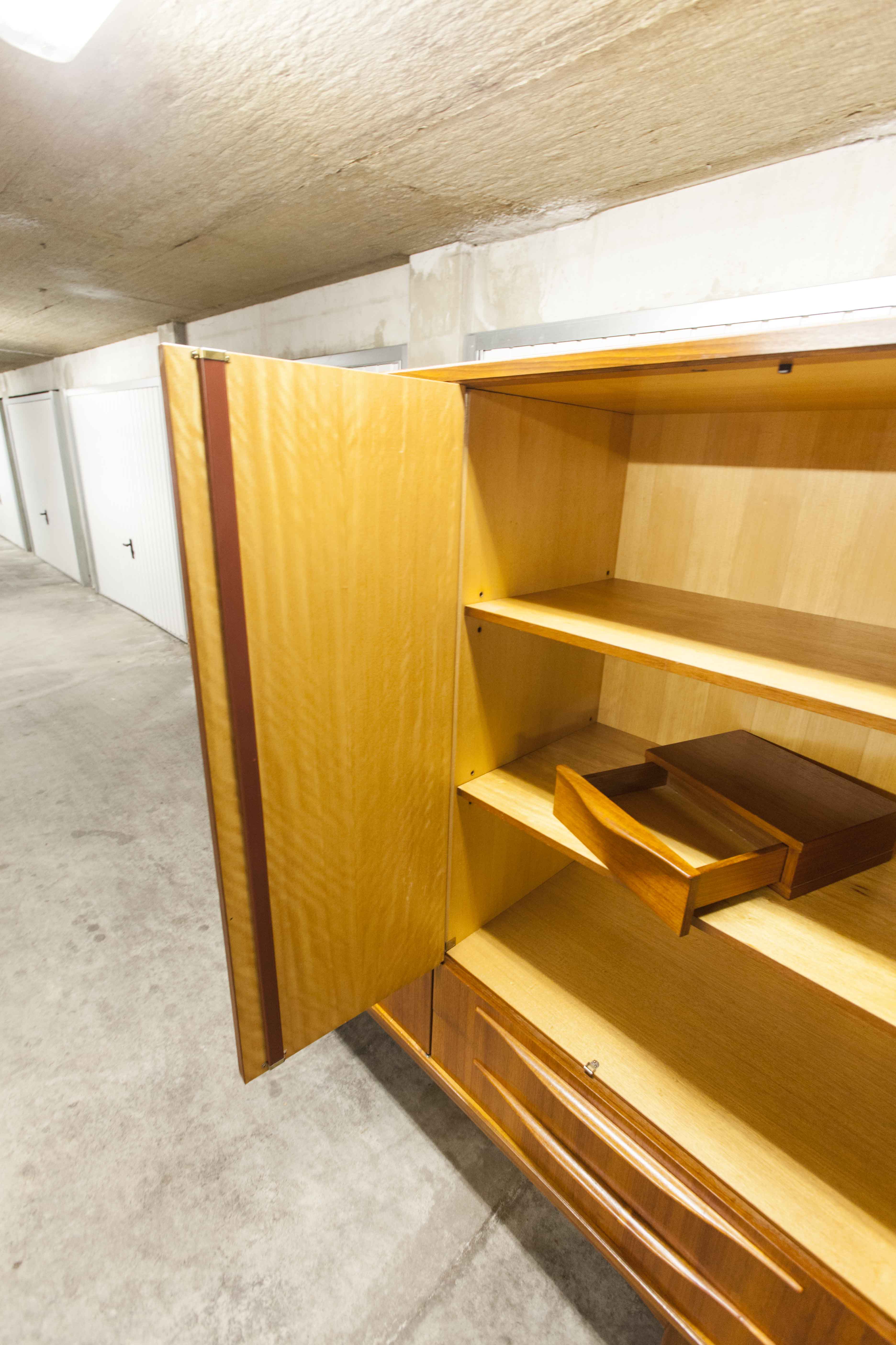 Scandinavian teak cabinet 4 doors 2+1 drawers wardrobe 1960